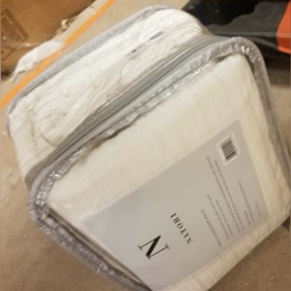 N Natori Hanae Cotton Blend Yarn Dyed Duvet Cover Set White - Full - Queen - Picture 6 of 6